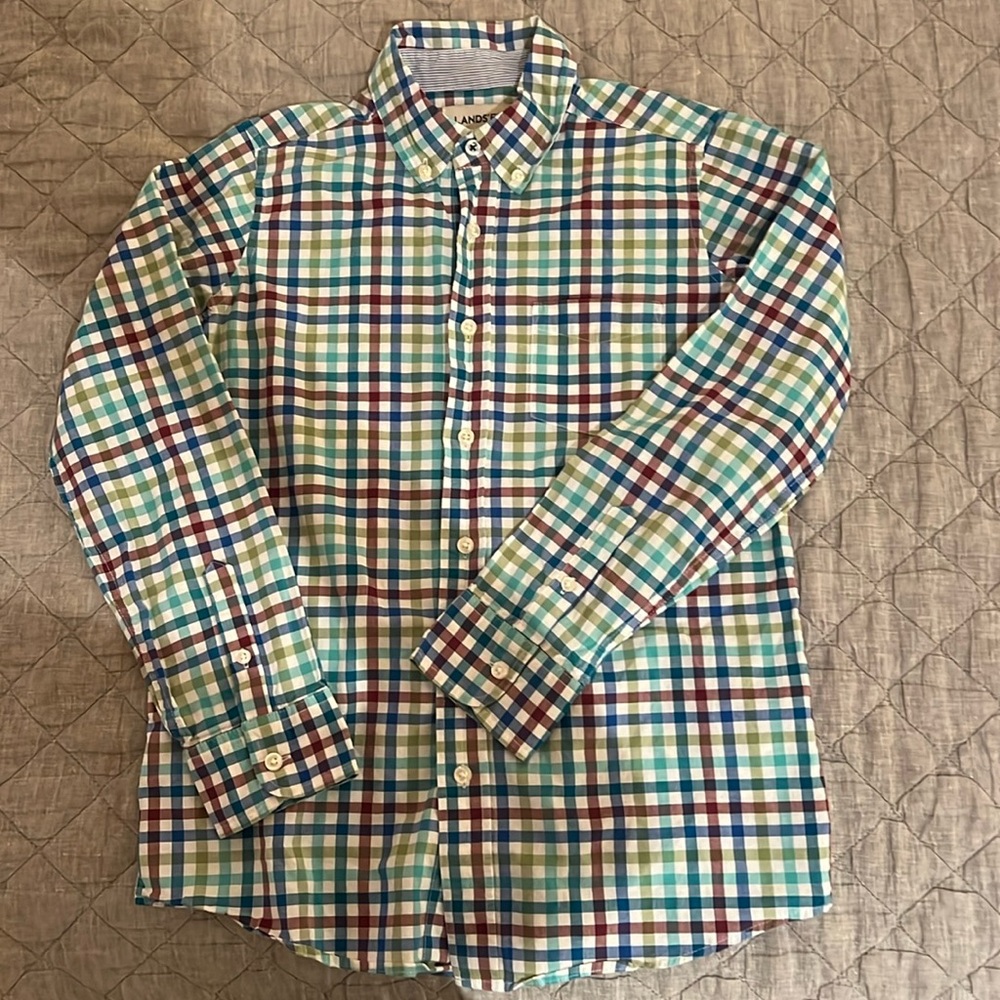 Lands End Checked button down. Youth M (10-12)